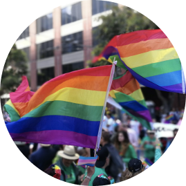 Pride flags waving during the annual SF Pride Parade.