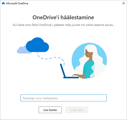 Kuvatõmmis OneDrive’i häälestamise esimesest kuvast