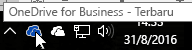 Cuplikan layar memperlihatkan kursor yang diarahkan ke ikon OneDrive biru, dengan teks OneDrive for Business.