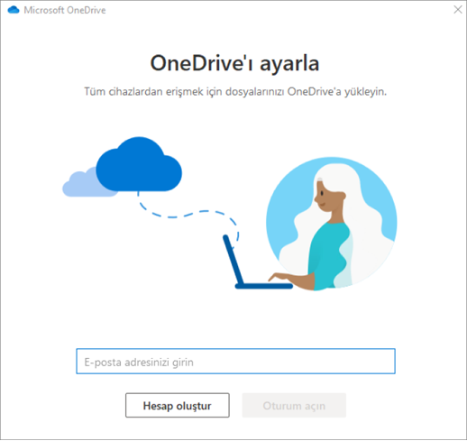 OneDrive Kurulumundaki ilk ekranın görüntüsü