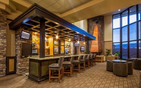 hotel bar area with elegant gazebo inside