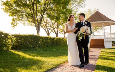 bride and groom walking down aisle