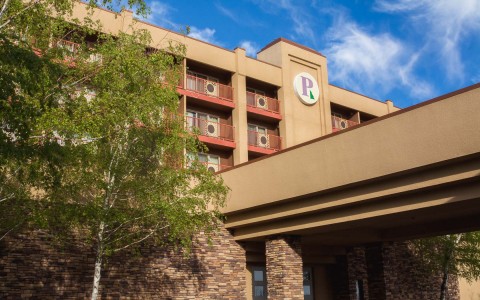 entrance to hotel on sunny day