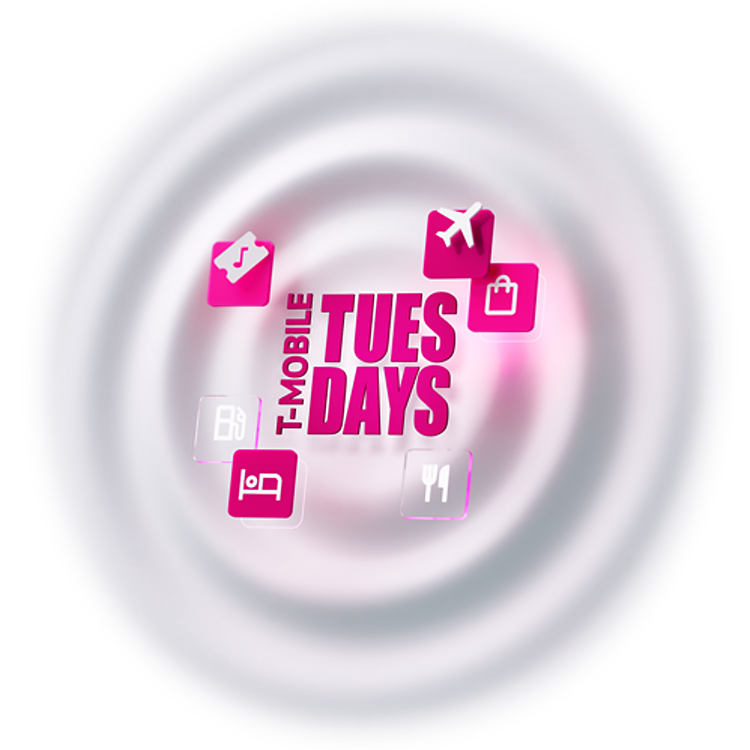 Fun icons surround the T-Mobile Tuesdays logo. 
