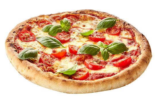 Margherita pizza on a thick pie crust