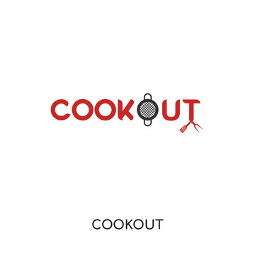 cookout logo isolated on white background , colorful vector icon, brand sign & symbol for your business