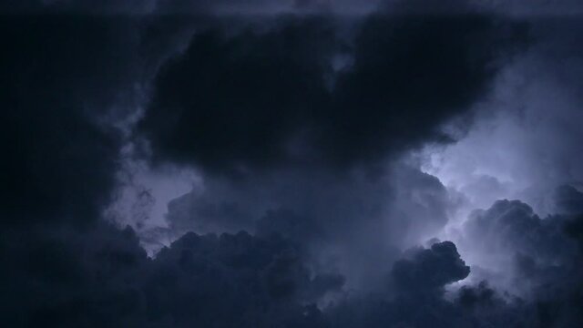 Lightning fiercely on a thunderstorm dusk