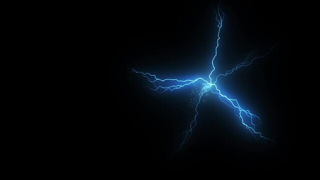 lightning effect. electric discharge spark isolated on black background used for intro