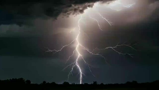 several lightning bolts striking motion video