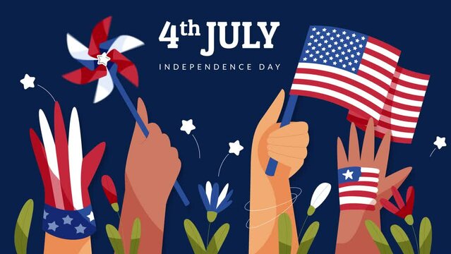 4th of july celebration united states independence day USA animation 4k
