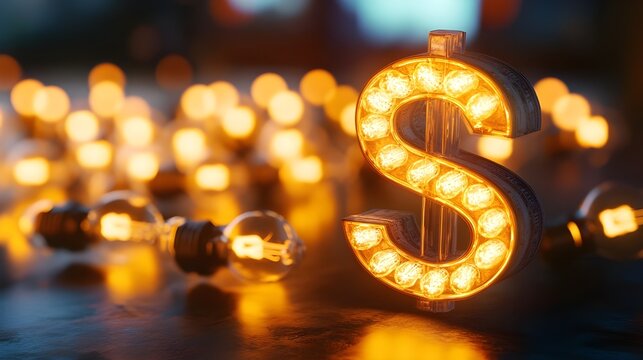 3D rendering luminous euro and dollar sign lighting image