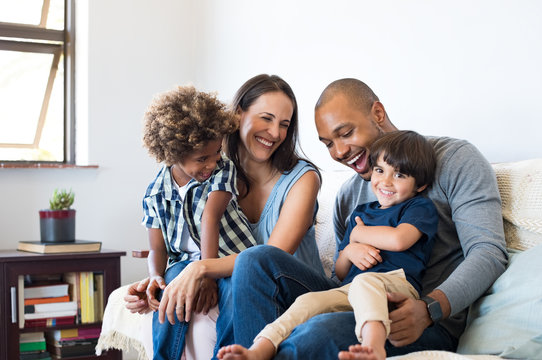 Family having fun at home