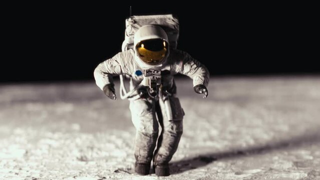 Astronaut dancing on the lunar surface. 4K CGI animation. Some elements furnished by NASA.