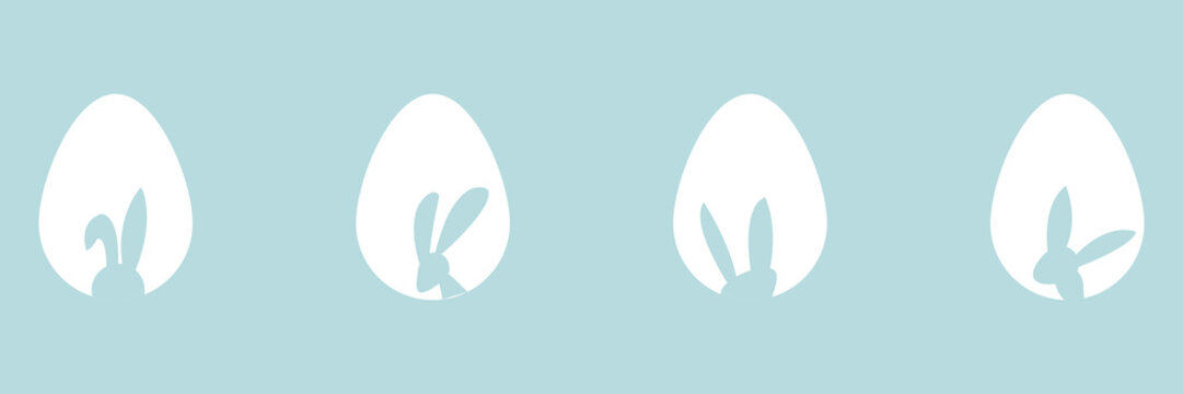 Easter egg hunt. Easter rabbit set. Bunny outline vector illustration. Bunny rabbit cut out on easter egg isolated.