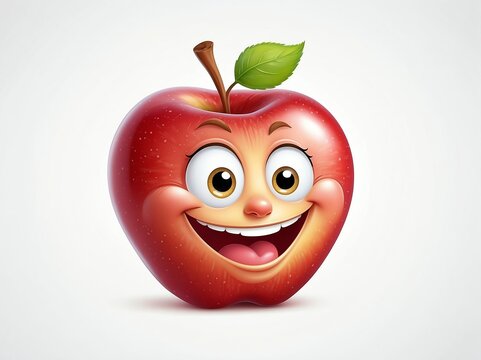 smiling apple cartoon clipart on plain white background