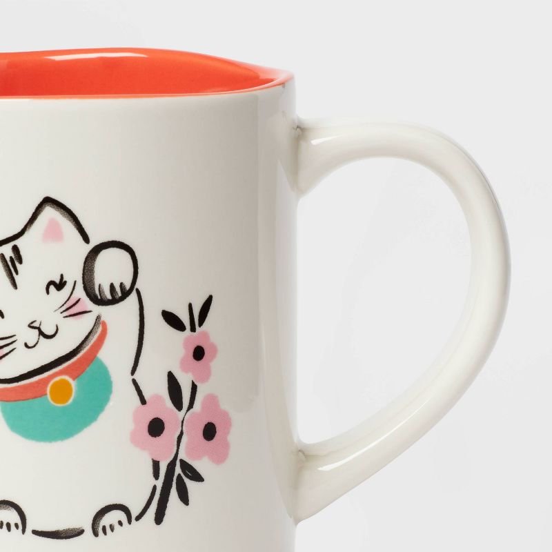 16oz Stoneware Cat Mug White - Opalhouse&#8482;, 3 of 4