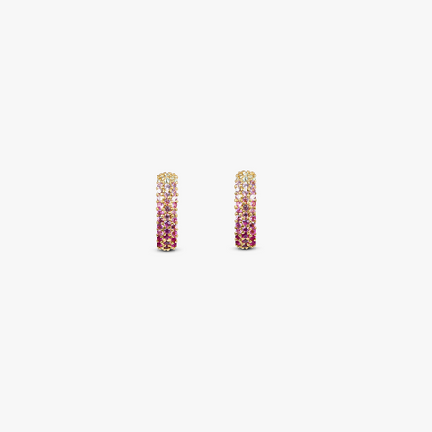 Pink Sapphire Precious Earrings- 9K Yellow Gold