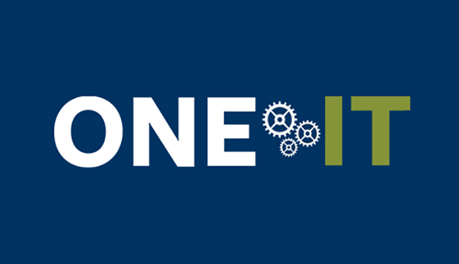 One IT logo in a blue block