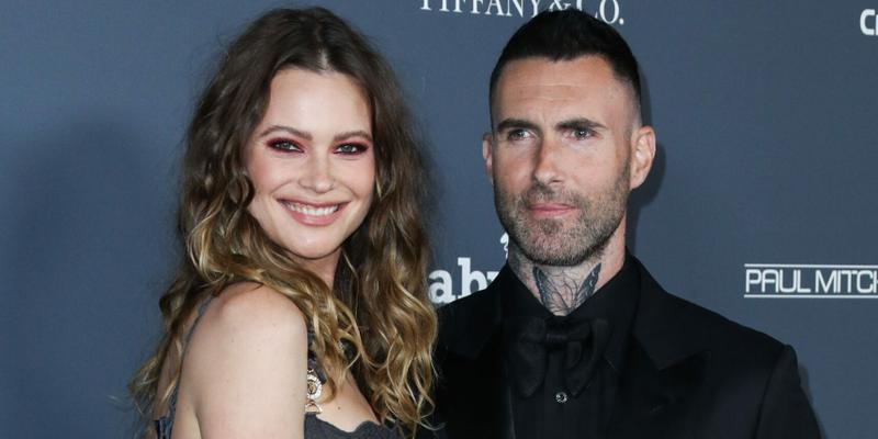 Behati Prinsloo and husband Adam Levine arrive at the Baby2Baby 10-Year Gala 2021