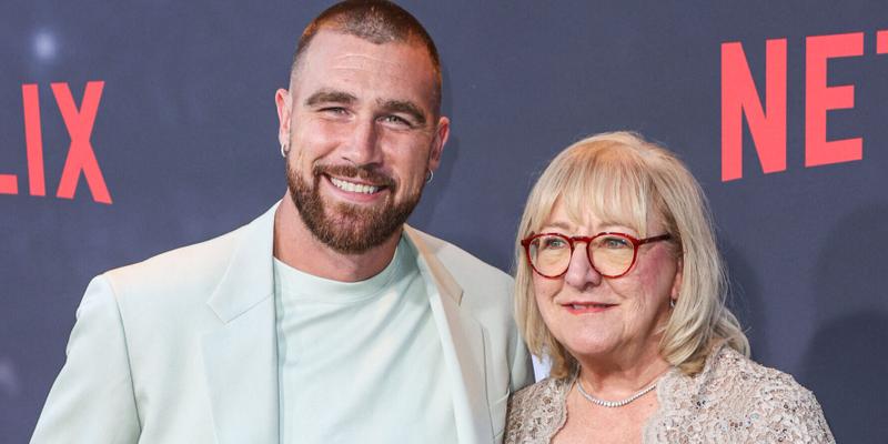 Donna Kelce and Travis Kelce at Los Angeles Premiere Of Netflix's 'Quarterback' Season 1