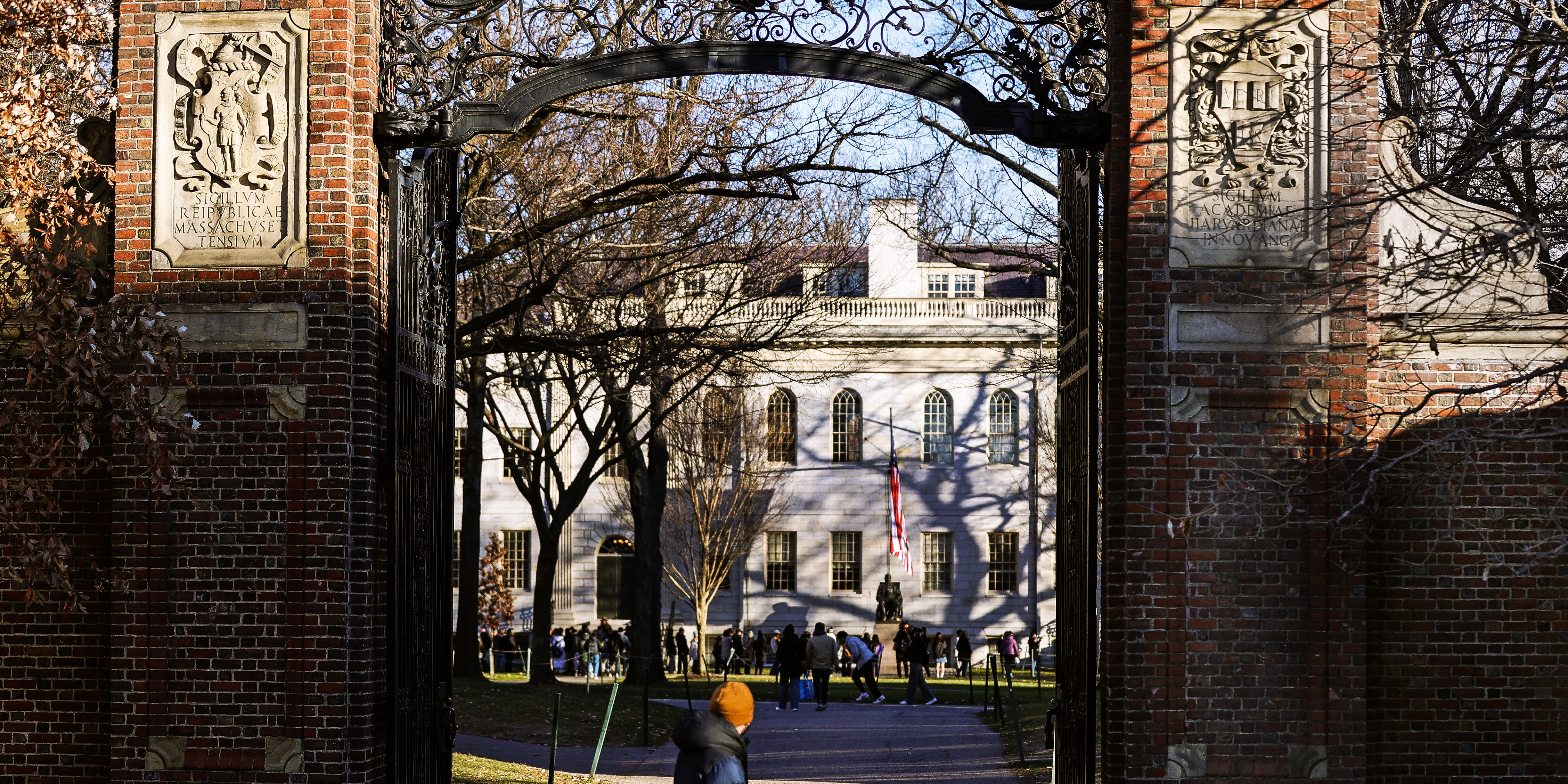 Cambridge, MA - January 2: The entrance to Harvard Yard. Harvard University President Claudine Gay resigned from her position after six months in the role. (Photo by David L. Ryan/The Boston Globe via Getty Images)