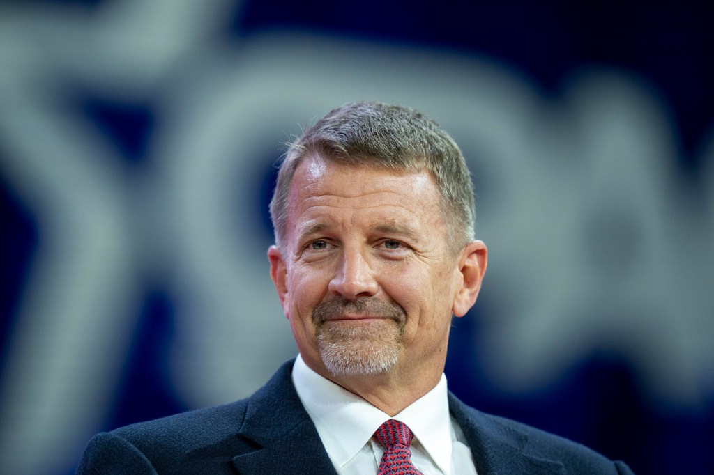 Erik Prince, founder of the private security firm Blackwater, speaks at the Conservative Political Action Conference, CPAC 2023, Saturday, March 4, 2023, at National Harbor in Oxon Hill, Md. (AP Photo/Alex Brandon)