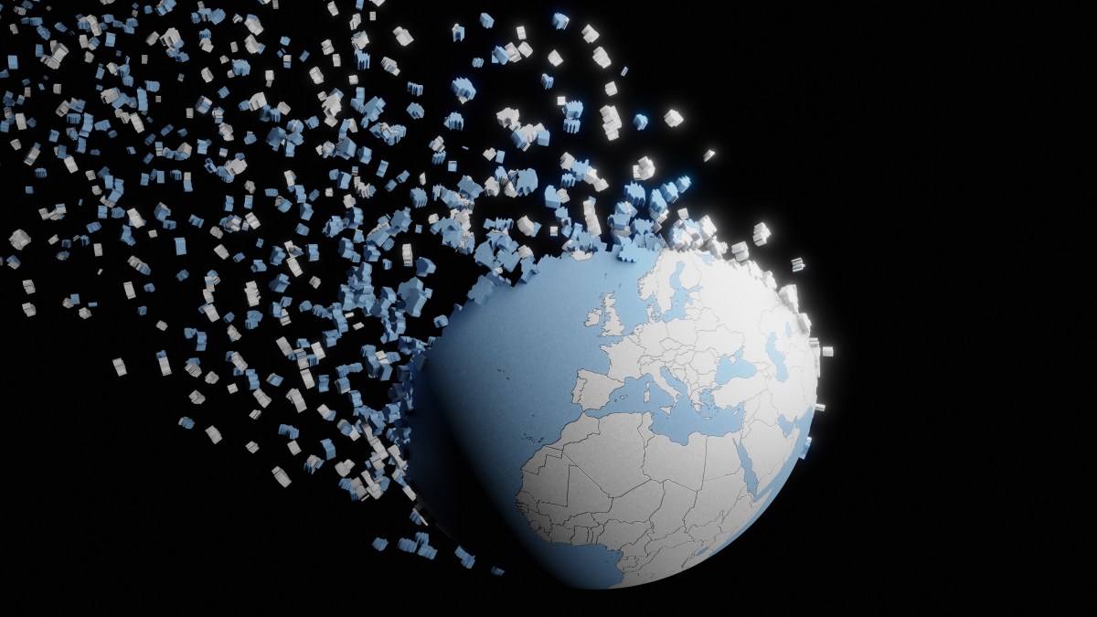 Vanishing Planet Earth with Political Borders (Kosovo not depicted as an independent state)