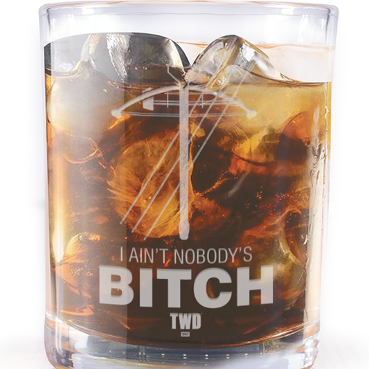 The Walking Dead Daryl Nobody's Bitch Laser Engraved Rocks Glass-1