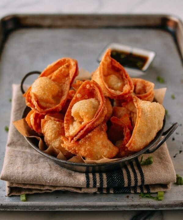 Cream Cheese Wontons, by thewoksoflife.com