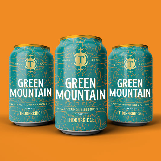 Green Mountain, 4.3% Hazy Session IPA 12 x 330ml cans Beer - Case Cans Thornbridge