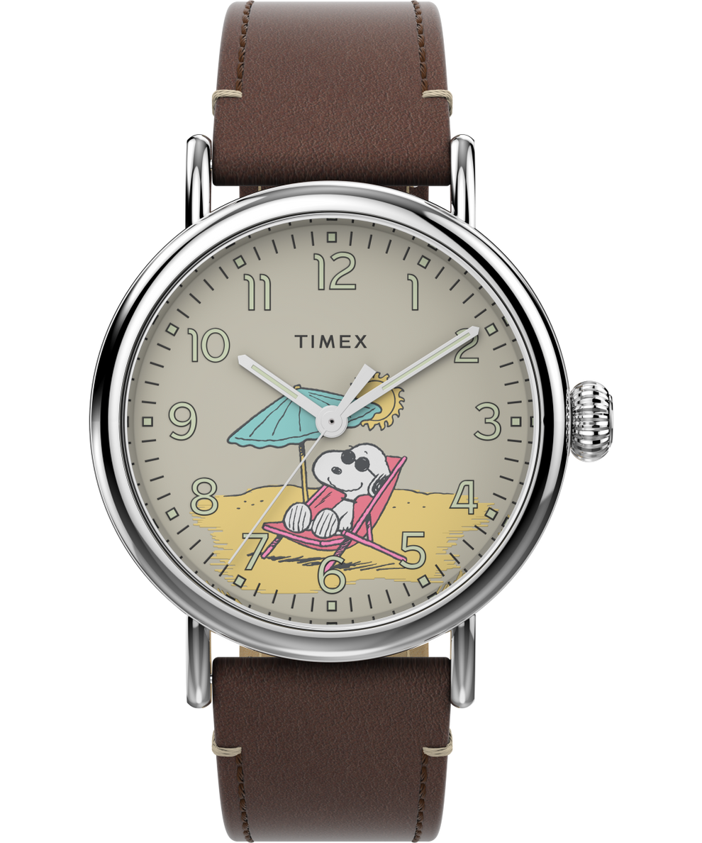 TW2V61200VQ Timex Standard x Peanuts Featuring Snoopy at the Beach 40mm Leather Strap Watch primary image