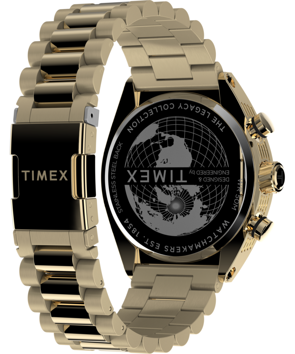 TW2W22100 Timex Legacy Tonneau Chronograph 42mm Stainless Steel Bracelet Watch Caseback with Attachment Image