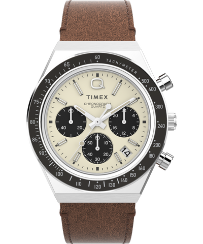 TW2V428007U Q Timex Chronograph 40mm Leather Strap Watch primary image