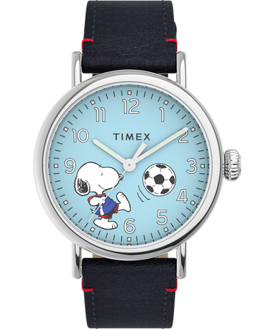 TW2V82000UK Timex Standard x Peanuts Featuring Snoopy Soccer 40mm Leather Strap Watch primary image