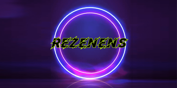 A neon sign with the word rezenens in front of it.