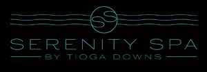 A black and white logo of serenity tioga downs.