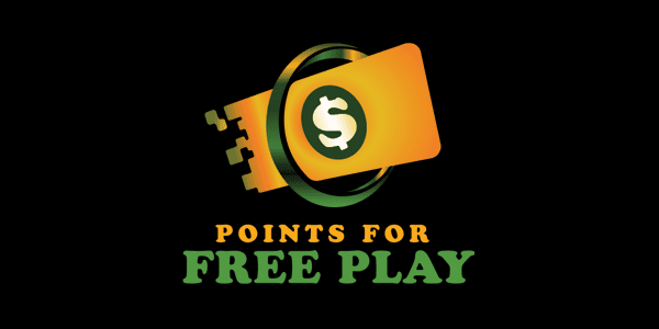 A green and yellow logo for points for free play.