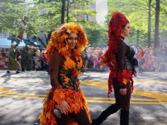 Cosplayers Dressed as Leaf Creatures