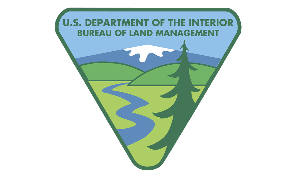 U.S. Department of the Interior Bureau of Land Management Logo- stream through the prairie to the hills and mountains.