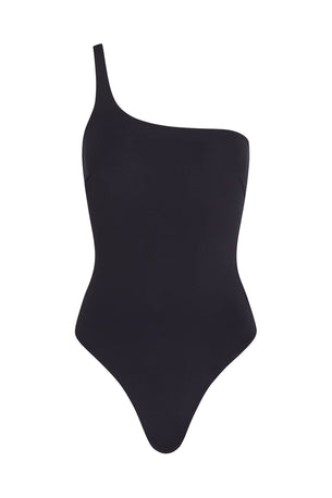 como one piece in black eco-compression