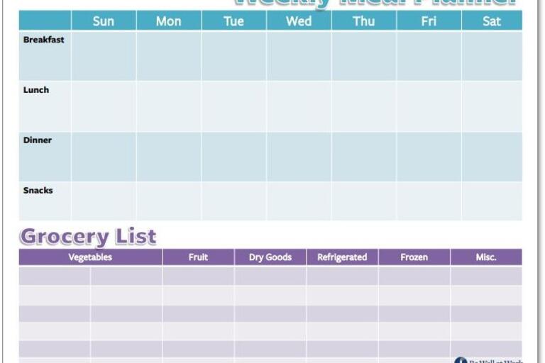 meal planner handout