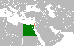 Mapa indicando localização do Egito e de Israel.