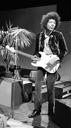 Jimi Hendrix performing for Dutch television show Hoepla in 1967.