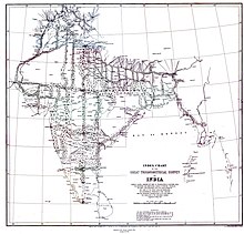 Map of triangulation network covering India.