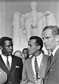 With Sidney Poitier (left) and Charlton Heston (right)