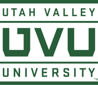 UVU logo combining full name of school with monogram of school acronym