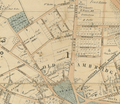 Detail of 1854 map of Cambridge, showing "Prof. A. Gray Botanic Garden" on Garden Street