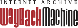 Stylized text saying: "INTERNET ARCHIVE WAYBACK MACHINE". The text is in black, except for "WAYBACK", which is in red.