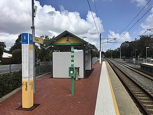 Small shelter on brick platform