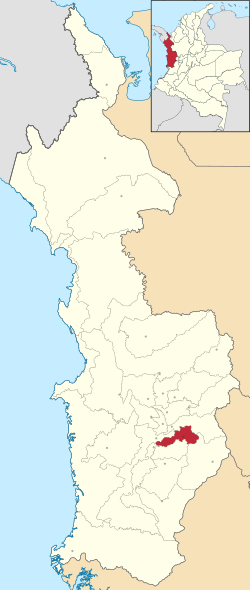 Location of the municipality and town of Río Iró in the Chocó Department of Colombia.